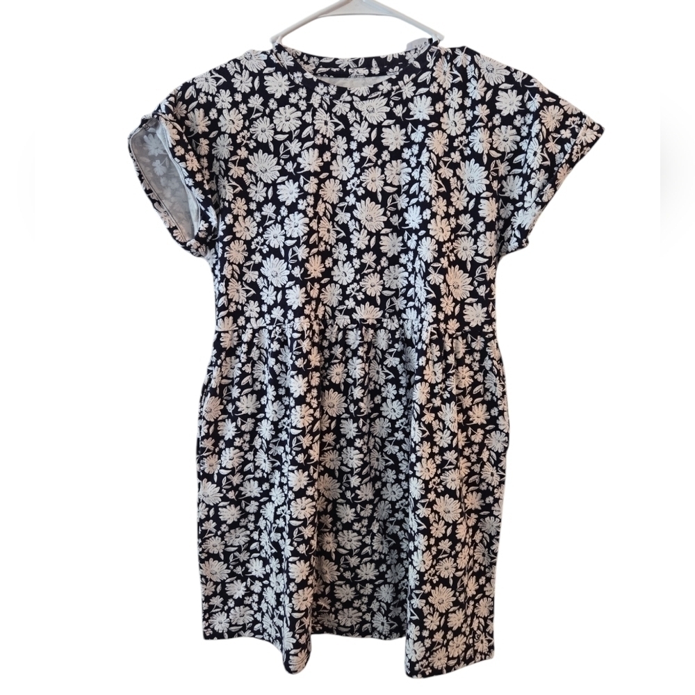 VINEYARD VINES PRINTED JERSEY KNIT DRESS IVY FLORAL. NAVY. SIZE MEDIUM. 10-12.